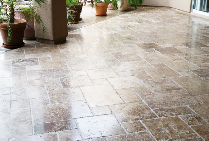 Travertine Exterior After Refinishing