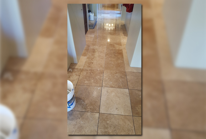 Travertine Hallway Refinished