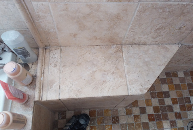 Travertine Shower Seat After