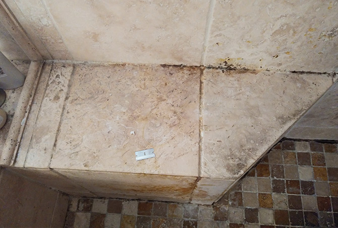 Travertine Shower Seat Before