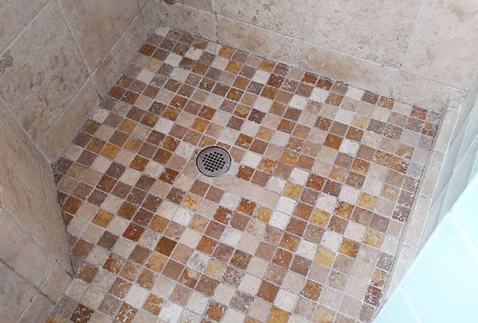 Travertine Shower Pan After