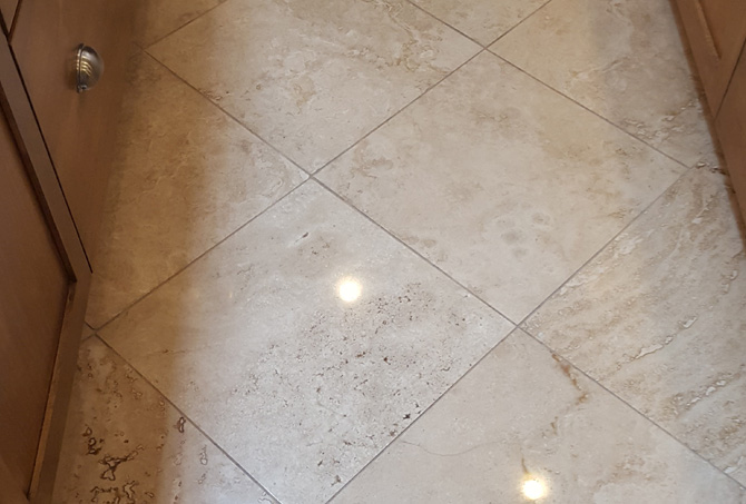 Dull Travertine After Refinishing