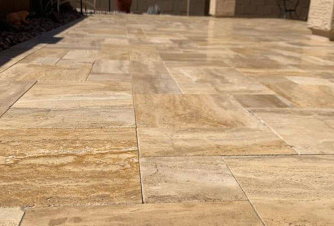 Cleaned, Sealed, Enhanced Travertine