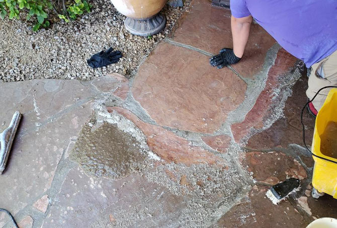 Flagstone Stripping and Cleaning