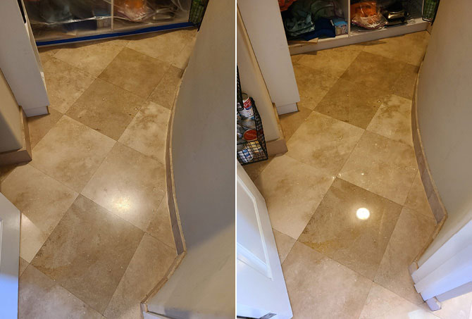 Travertine Floor Before and After Refinishing