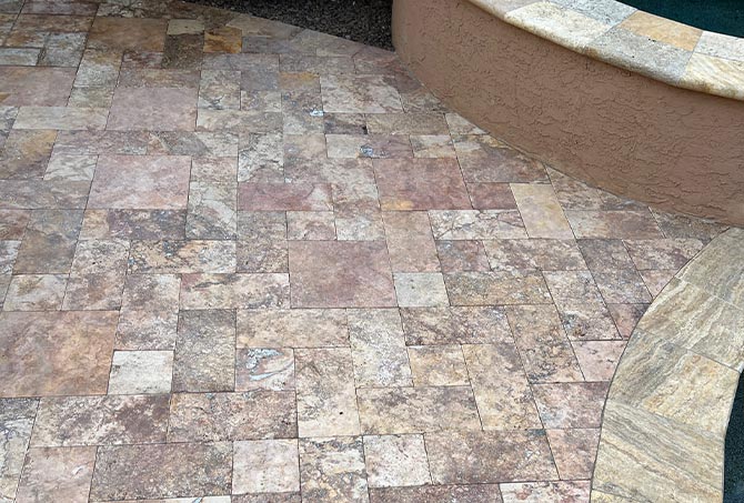 Exterior Travertine Pool and Patio Cleaning and Sealing