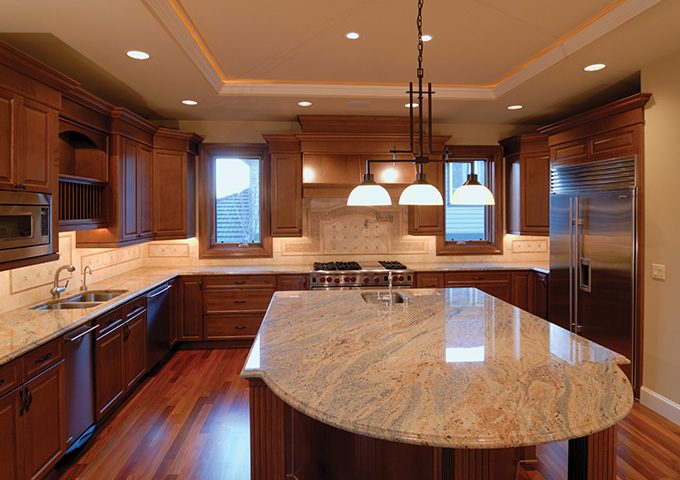 Honed and polished granite countertop