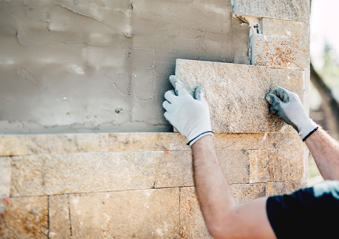 Limestone tile installer