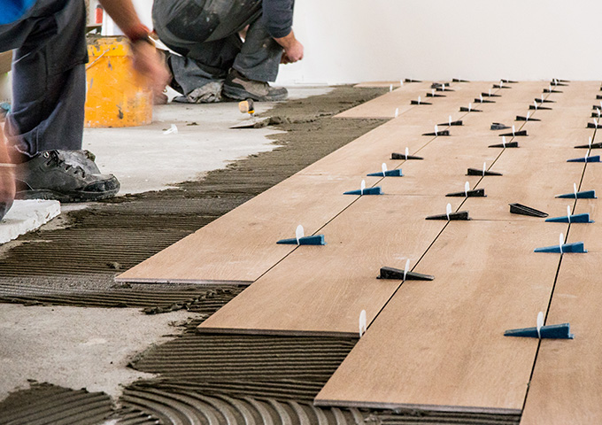 Travertine tile installation