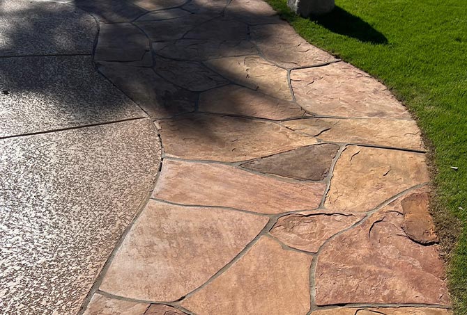 AFTER cleaning and sealing the beauty of the flagstone walkway is restored.