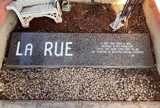 AFTER restoration, it is easy to read the message on this memorial stone.