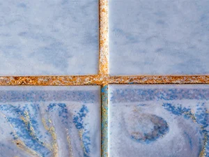 discolored grout in shower