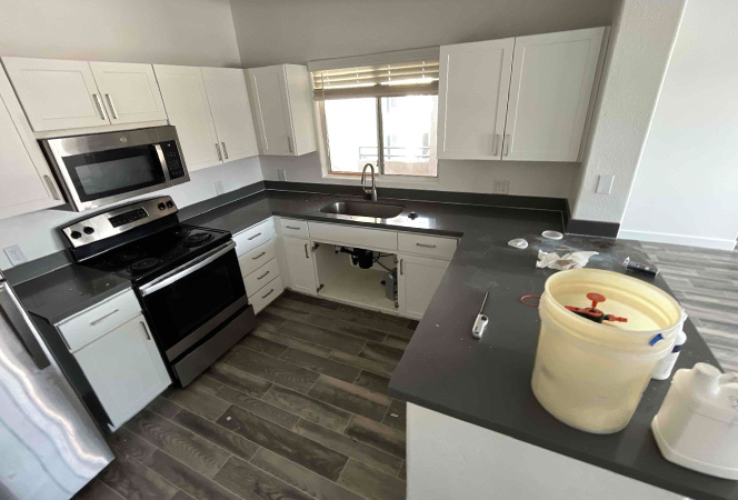 Here are the kitchen countertops BEFORE restoration
