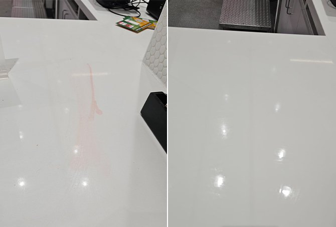 Here is a BEFORE left and AFTER right image showing how effective our stain products were