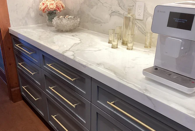 Here is an AFTER image of the beverage station bar top