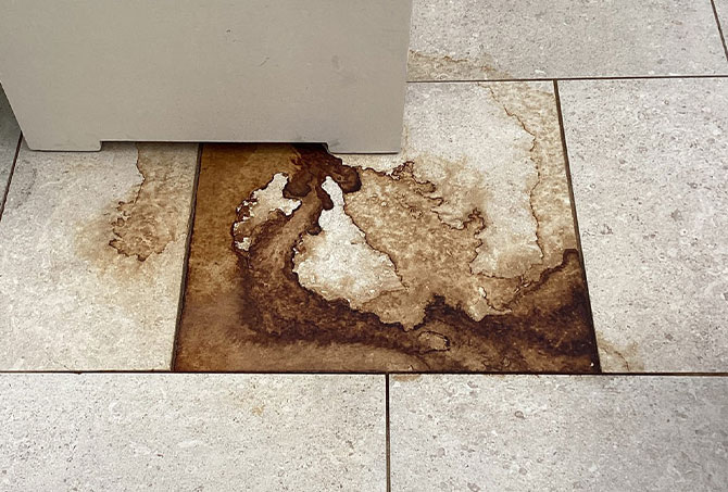 Here is what the rust stain looked like prior to our stain removal services