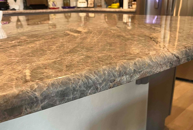 The restored granite top has a like-new appearance once again.