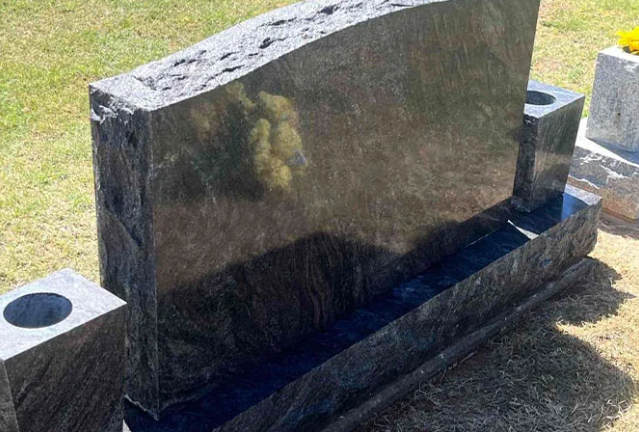 This AFTER image shows the back side of the restored headstone