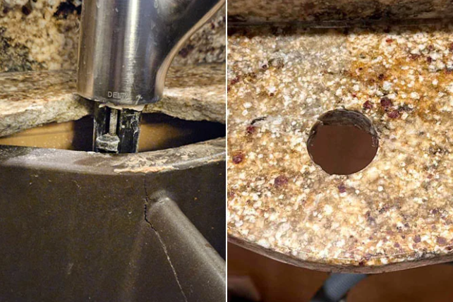 This BEFORE left and AFTER right image demonstrates the quality of our repair work.