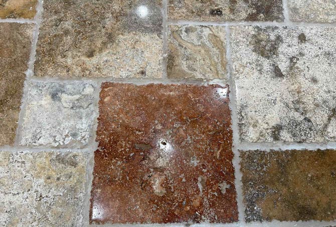 Travertine honing and polishing helped restore the color of the stone