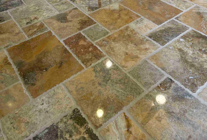 We love how this restored travertine turned out